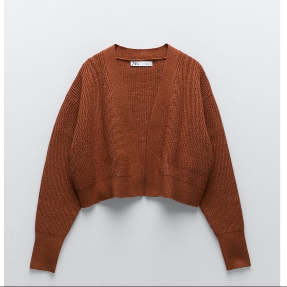 Zara | Purl Knit Jacket Brick/Red/Brown Medium